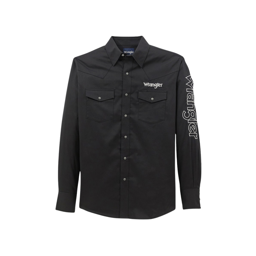 Wrangler Men's Logo Snap Black Shirt