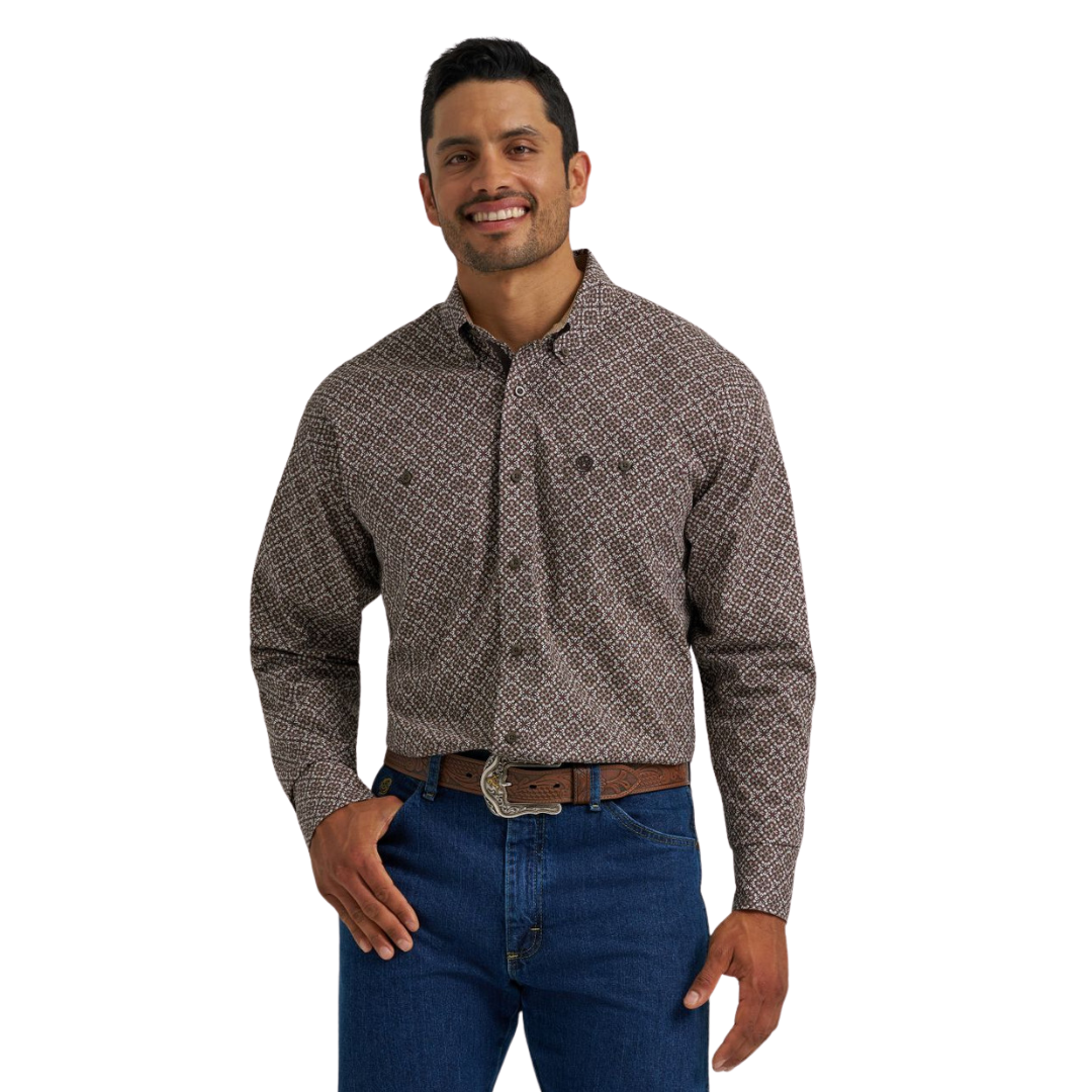 Wrangler Men's George Strait Brown Multicolor Shirt