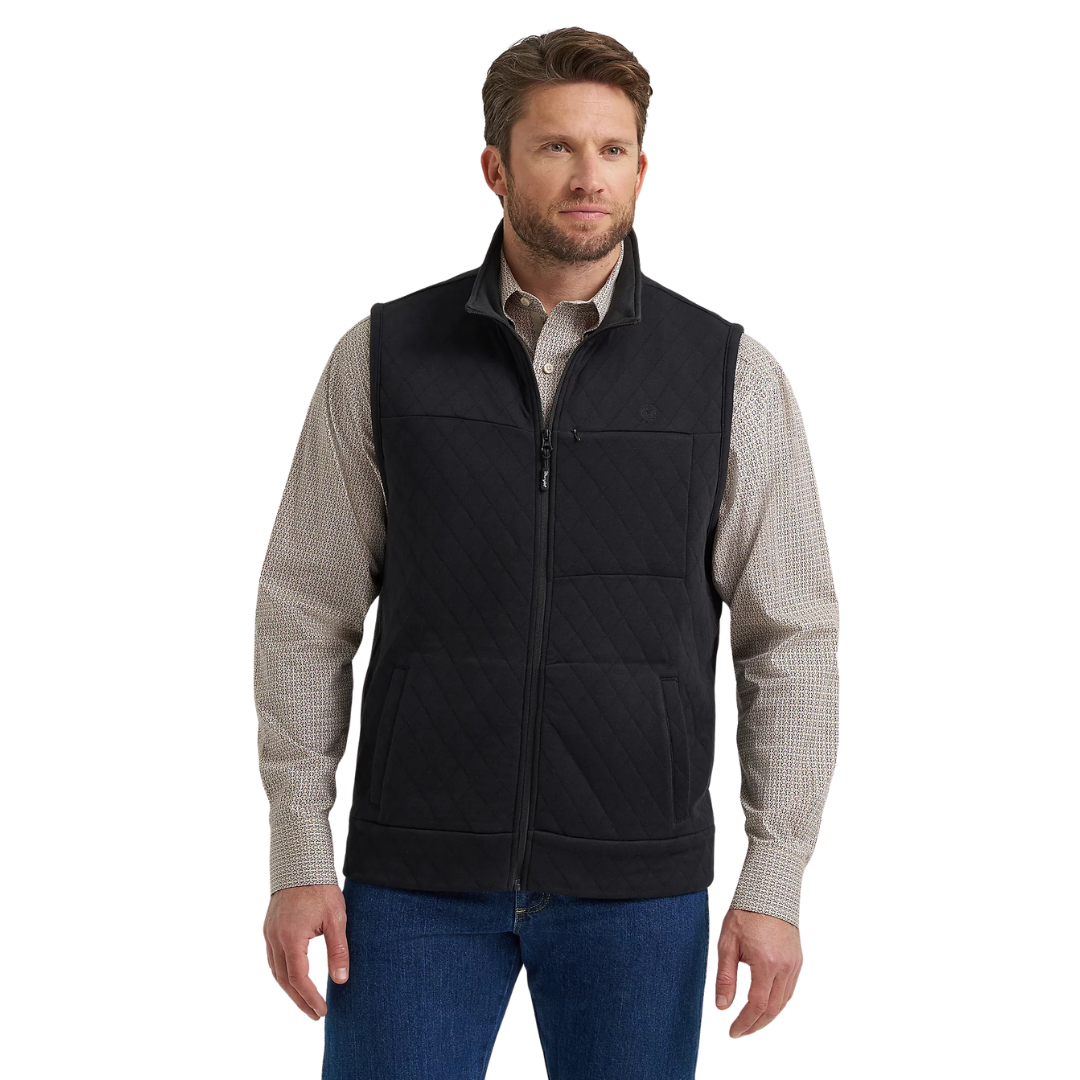 Wrangler Men's Knit Full Zip Black Vest