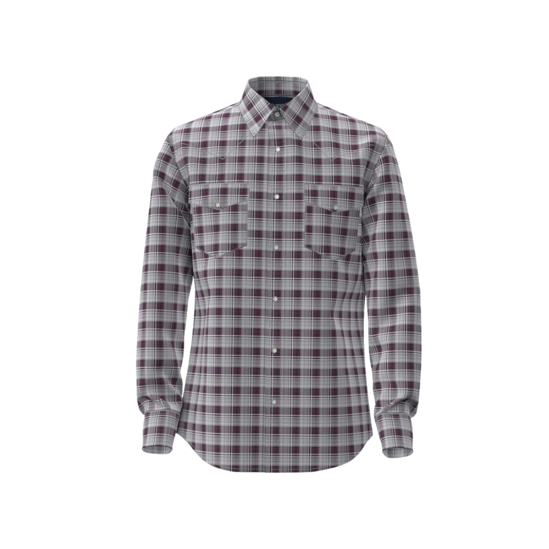 Wrangler Men's Long Sleeve Burgundy Shirt
