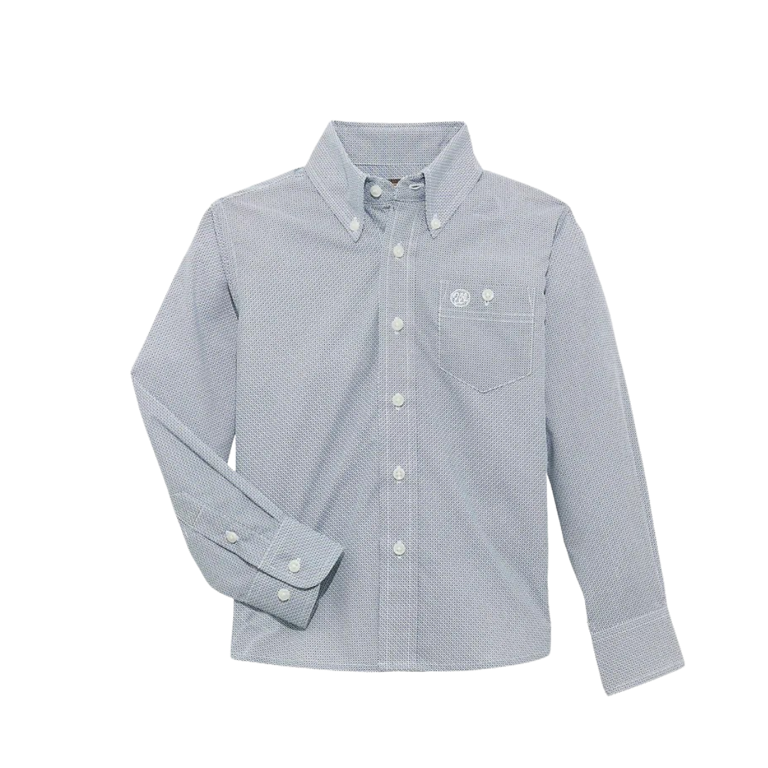 Wrangler Youth Boy's Classic Fit Western Blue Shirt