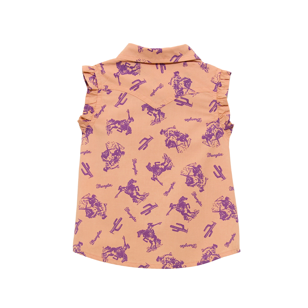 Wrangler Infant Girl's Western Print Sleeveless Orange Shirt