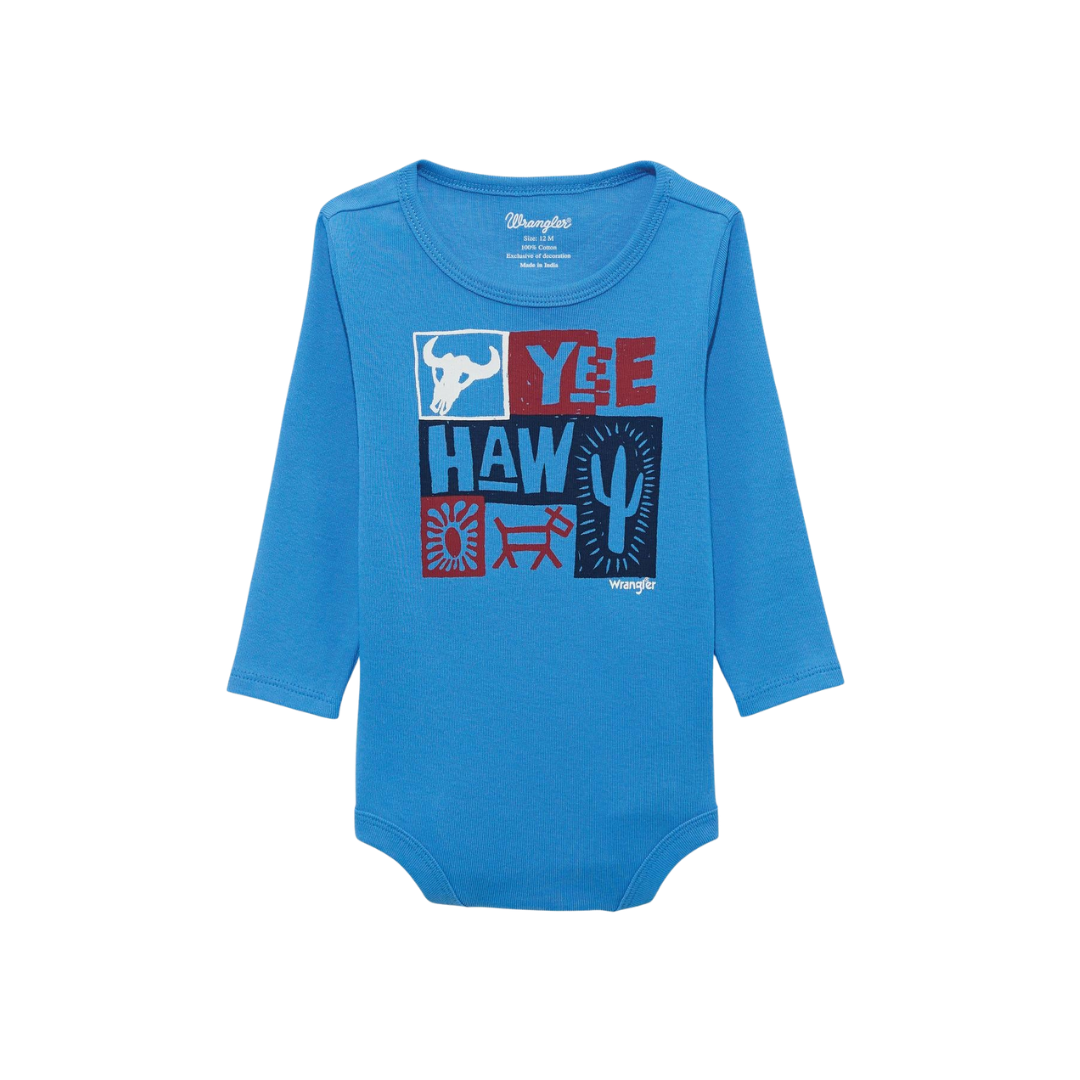 Wrangler Infant Boy's Yeehaw Graphic Blue Bodysuit