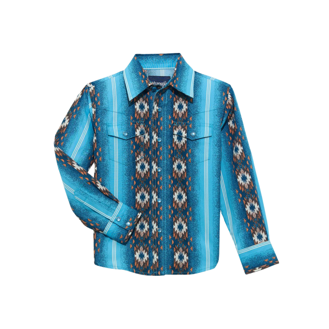 Wrangler Youth Boy's Checotah Sea Salt Blue Shirt