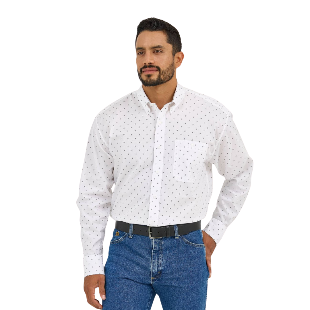 Wrangler Men's George Strait Print White Shirt