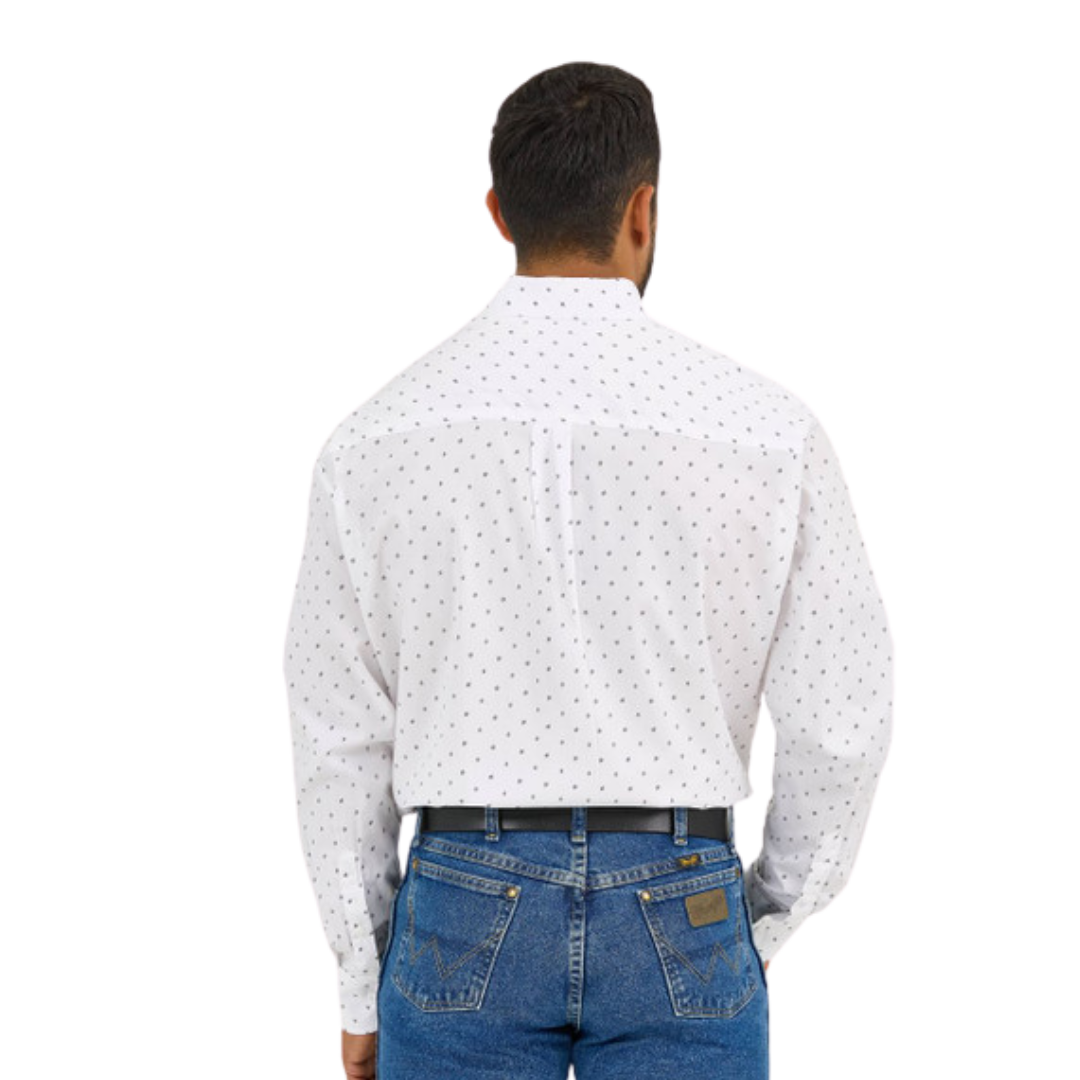 Wrangler Men's George Strait Print White Shirt