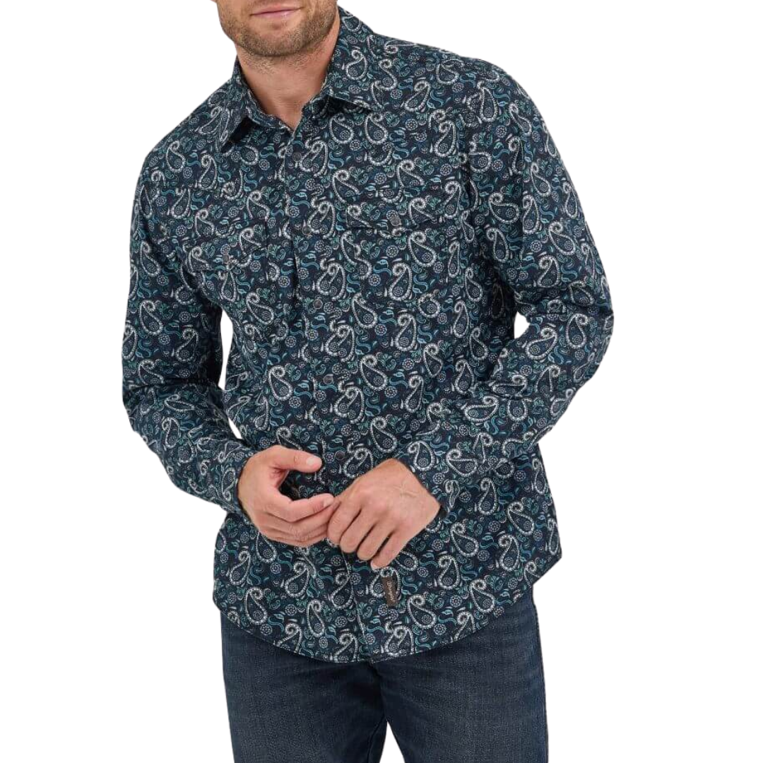 Wrangler Men's Premium Long Sleeve Snap Multicolor Shirt