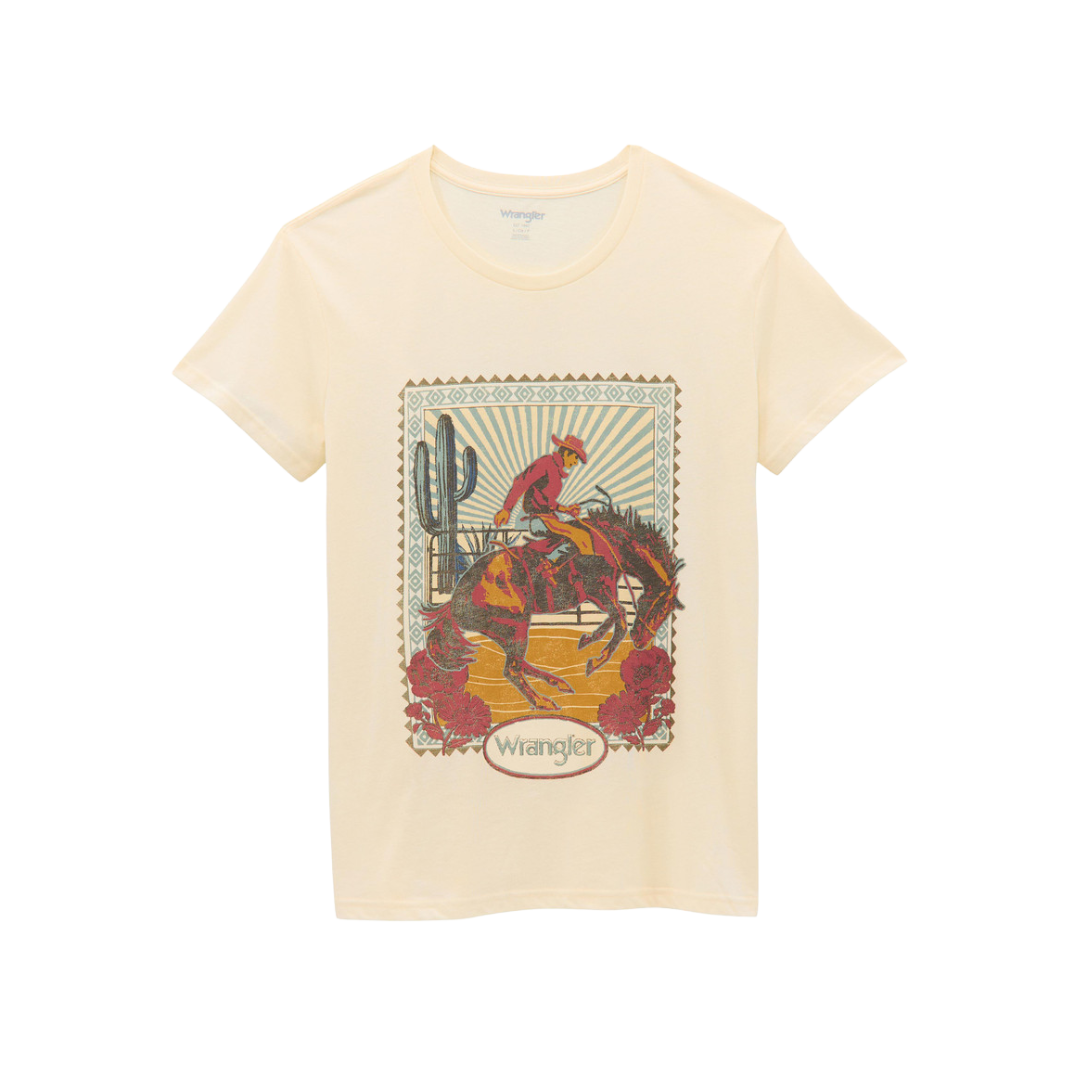 Wrangler Women's Retro Bronc Rider Tee Cream Tee Shirt