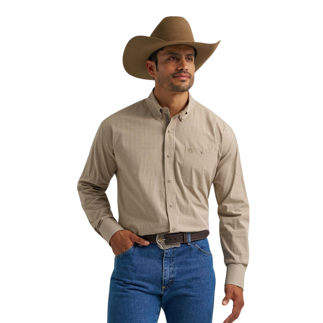 Wrangler Men's George Strait Plaid Brown Shirt