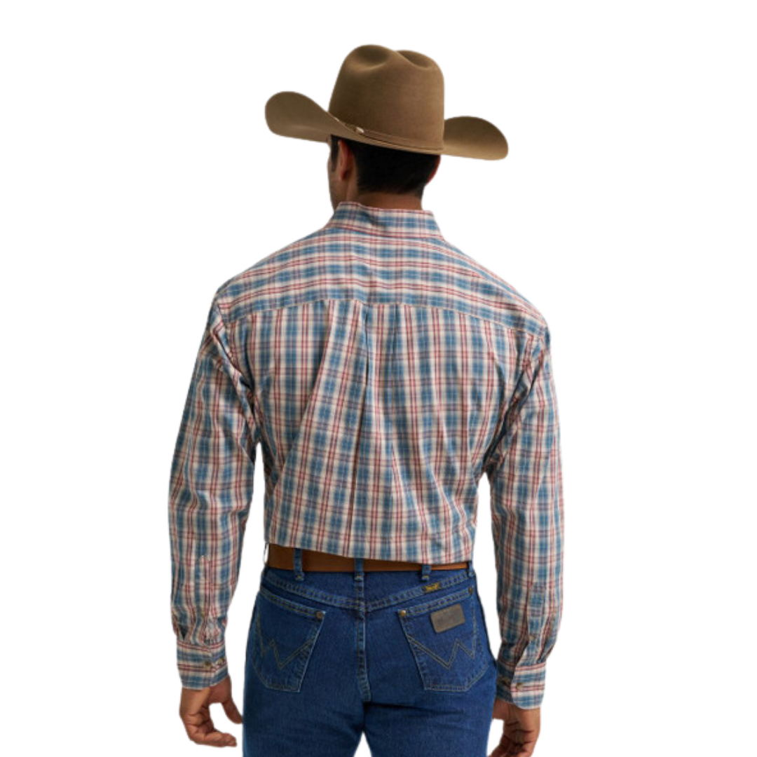 Wrangler Men's George Strait Plaid Walnut Shirt
