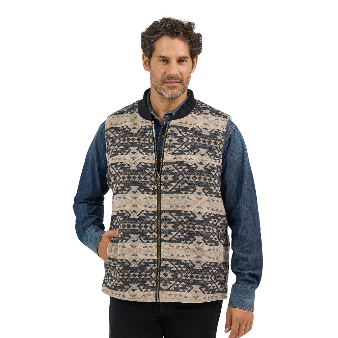 Shop Wrangler Men's Sherpa Lined Jacquard Brown Vest