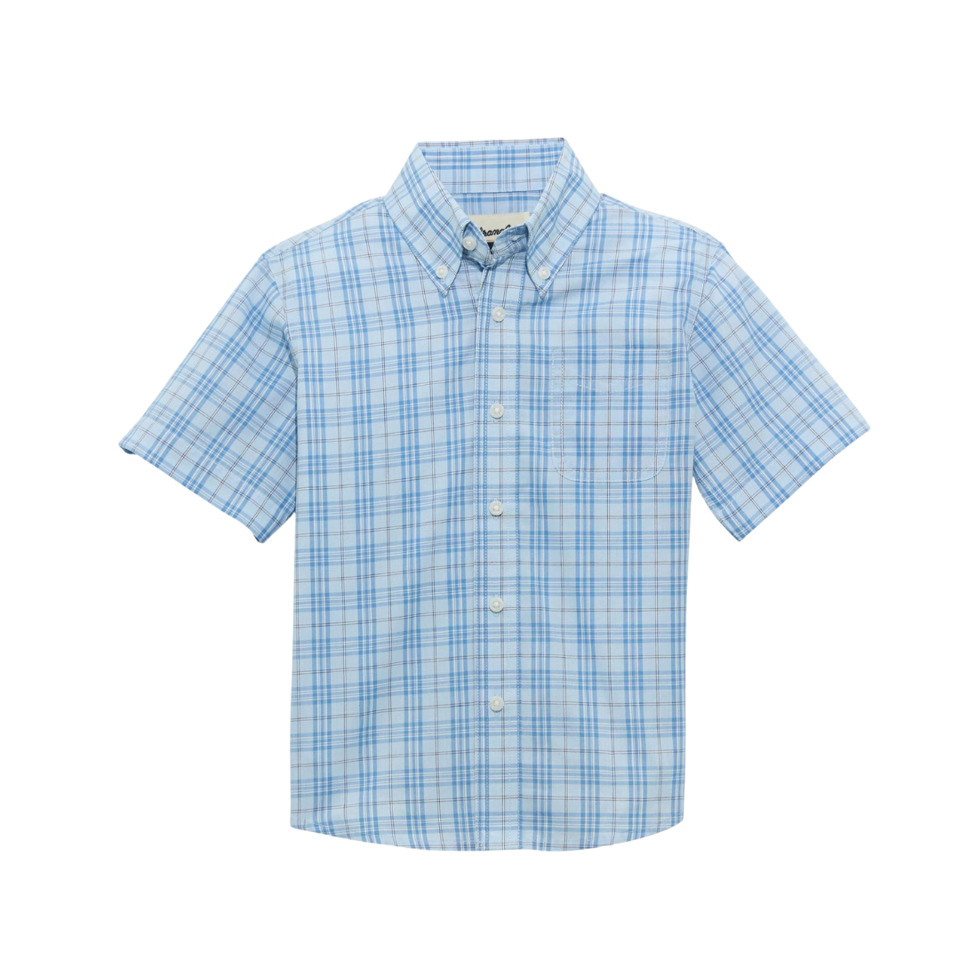 Wrangler Youth Boy's Riata Short Sleeve Blue Shirt