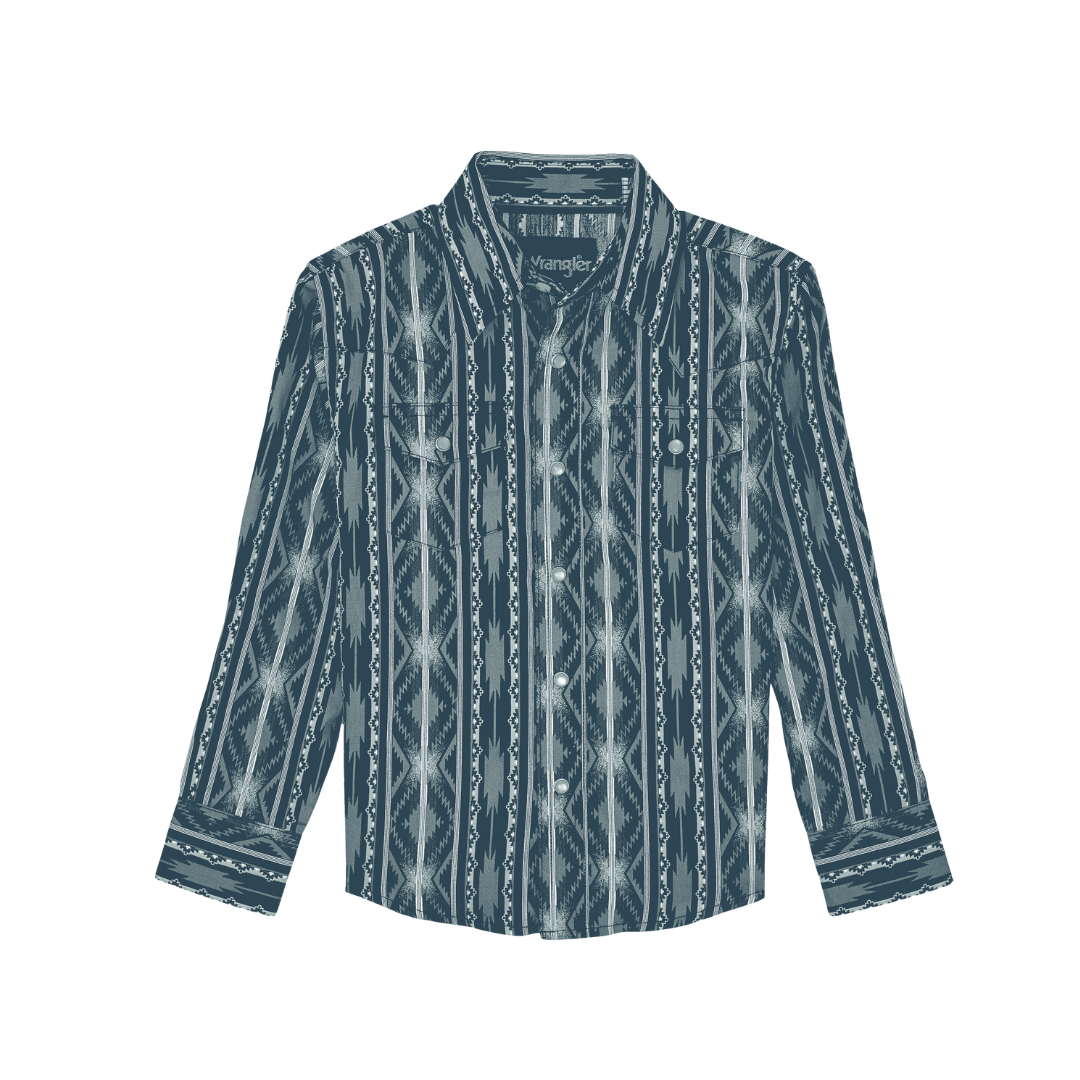 Wrangler Men's Checotah Long Sleeve Snap Closure Blue Shirt