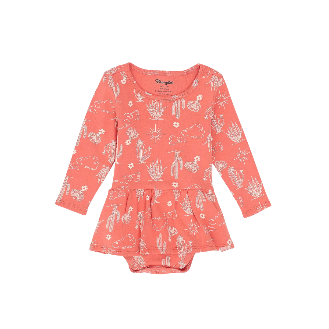 Wrangler Infant Girl's Skirted Desert Icons Coral Bodysuit