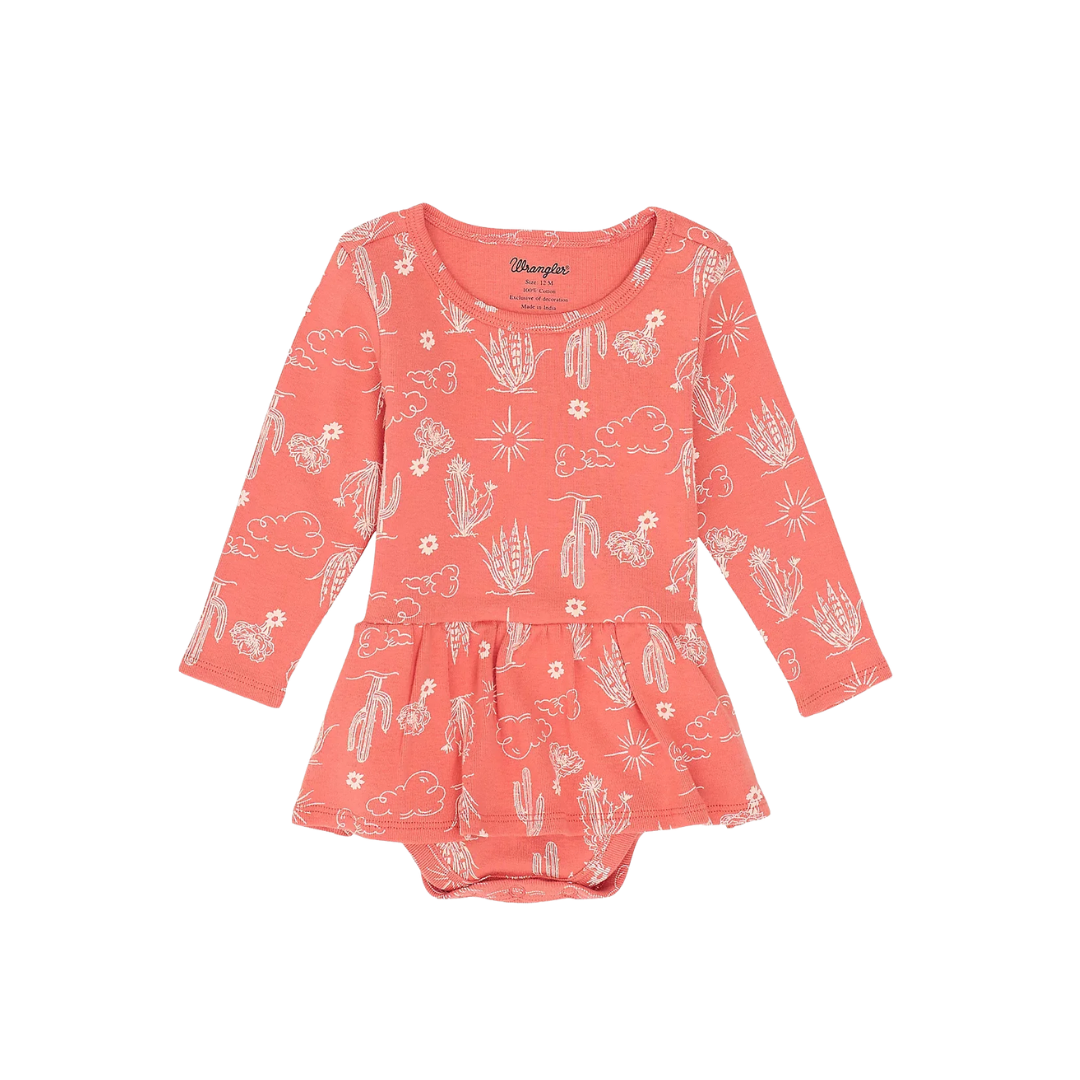 Wrangler Infant Girl's Skirted Desert Icons Coral Bodysuit