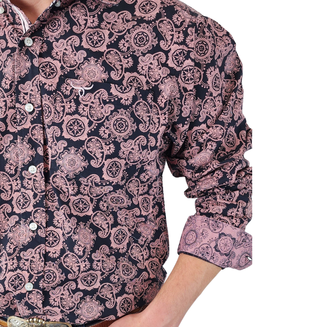 Drover Men's Button Down Cowboy Pink Shirt