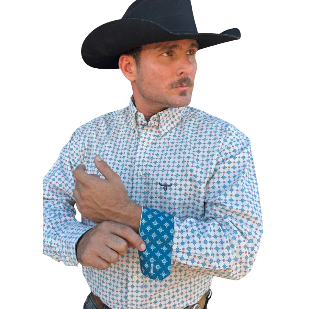 Drover Men's Cowboy Threads The Bronco Blue Shirt