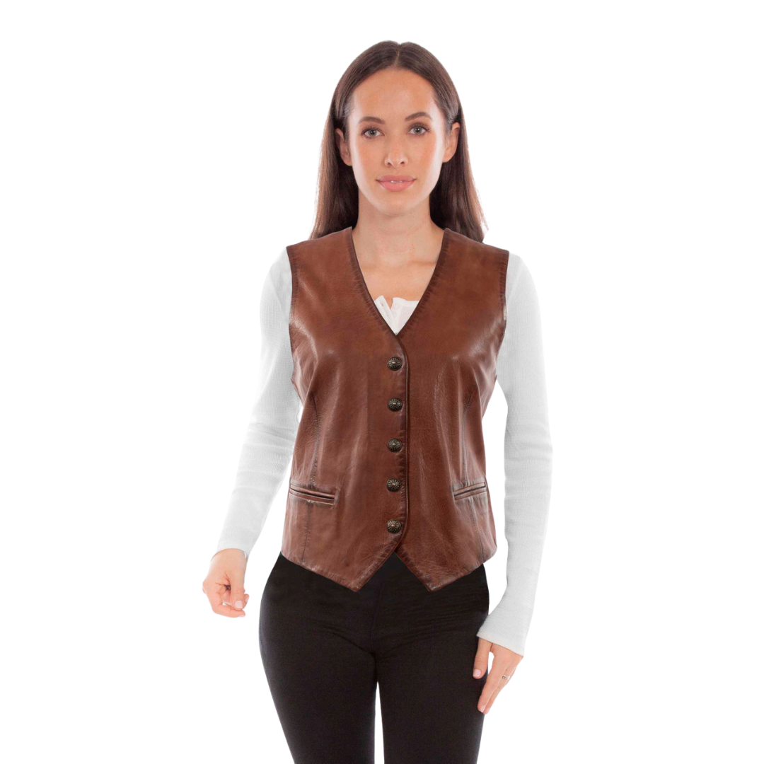 Scully Leathers Women's Leather Brown Vest