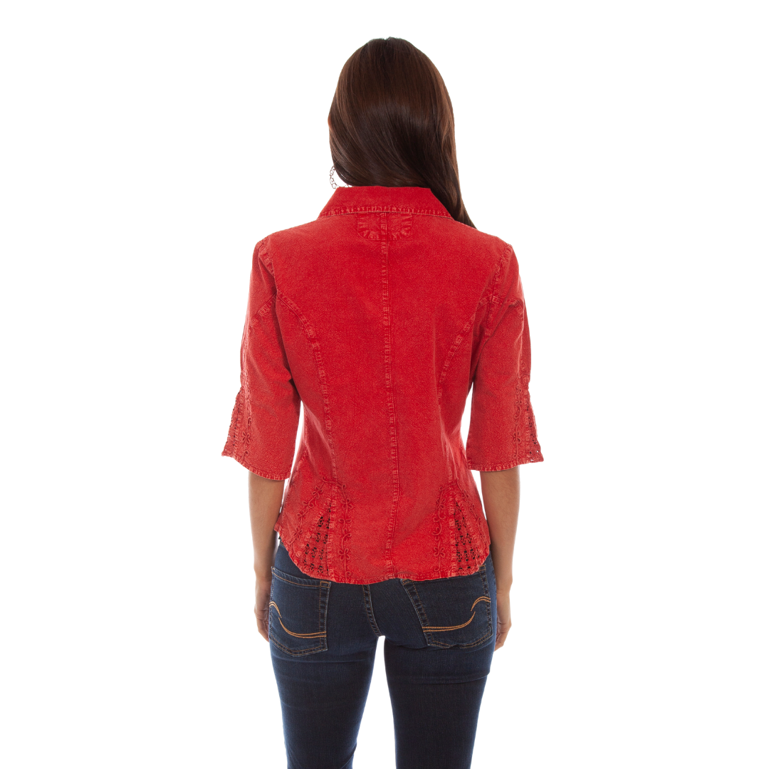 Scully Leathers Women's Sleeve Peru Brick Shirt