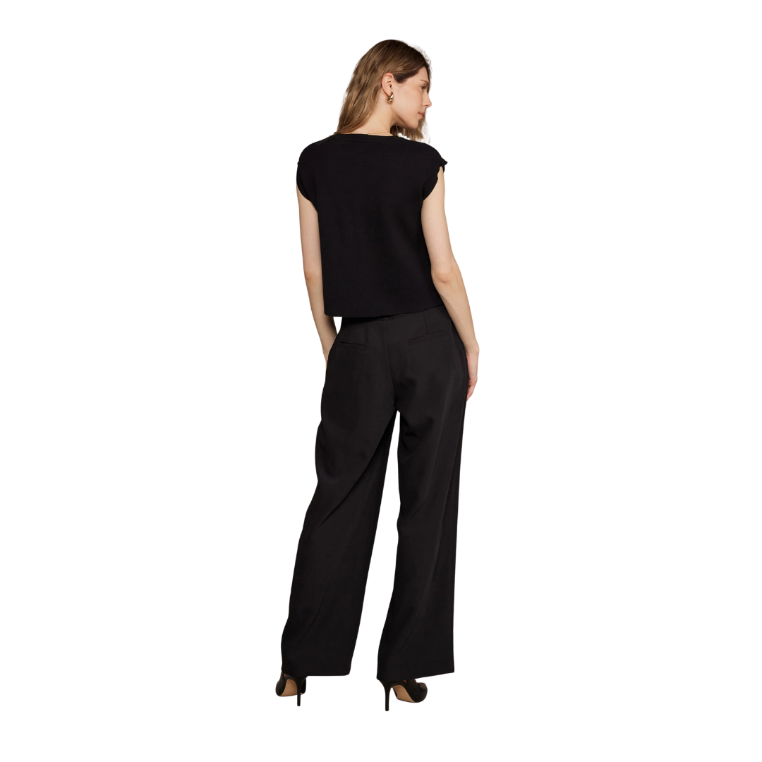 Strut And Bolt Women's Pearl Jeweled Trim Black Top