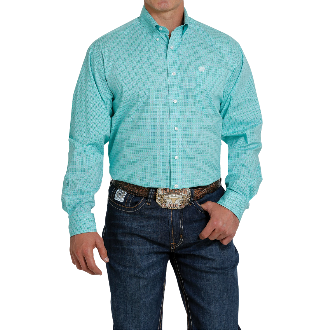Cinch Men's Print Western Turquoise Shirt