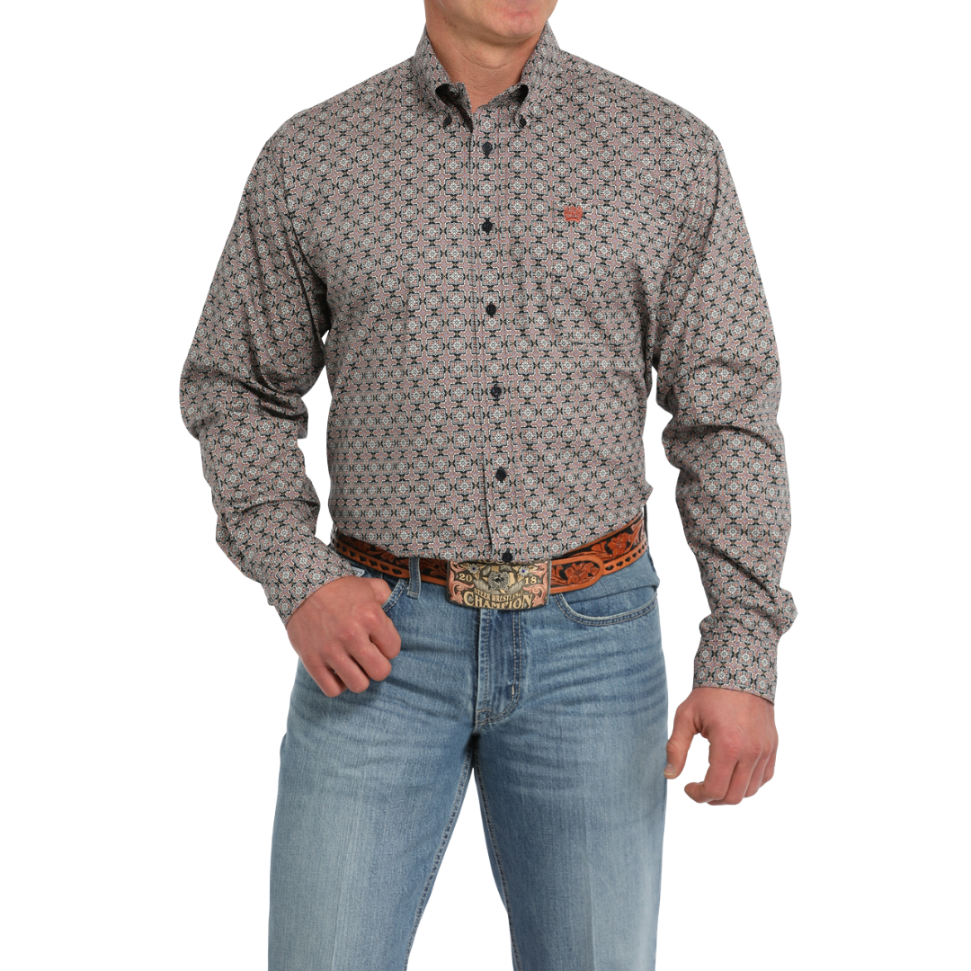 Cinch Men's Medallion Print Navy Shirt