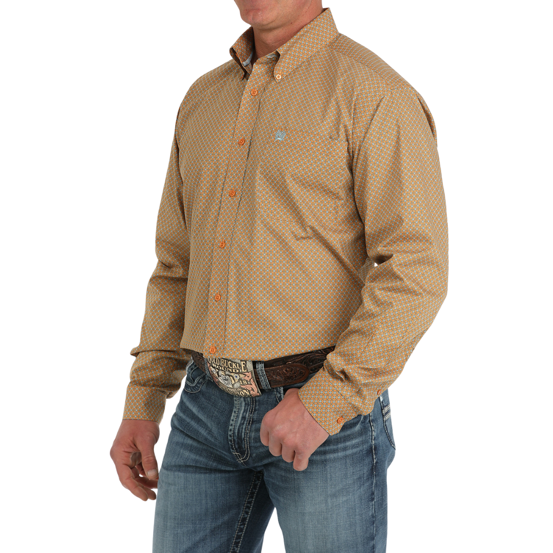 Cinch Men's Geometric Print Orange Shirt