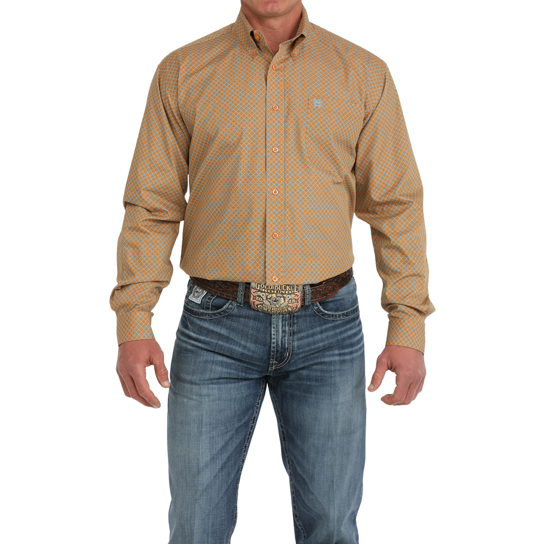 Cinch Men's Geometric Print Orange Shirt