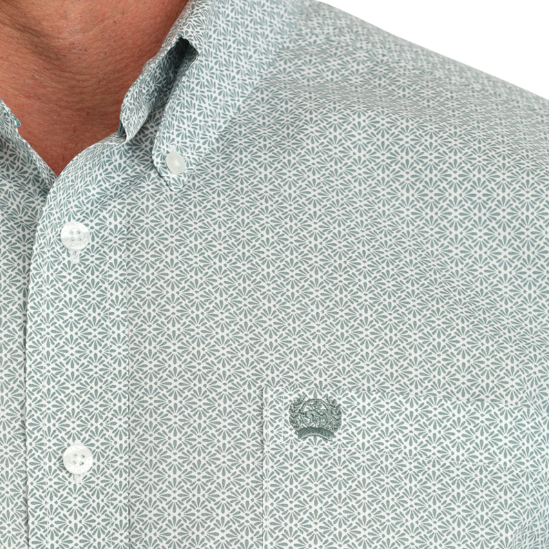 Cinch Men's Medallion Print Green Shirt