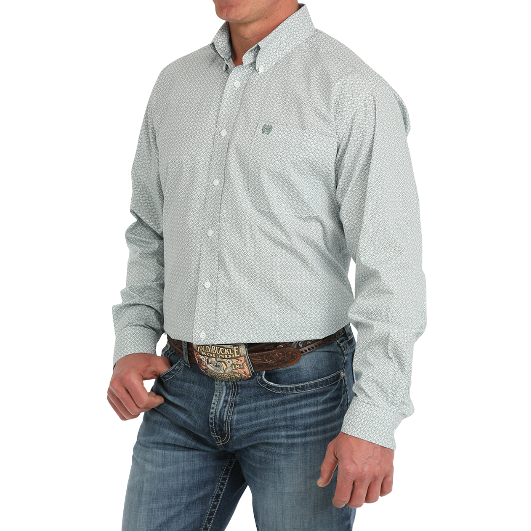 Cinch Men's Medallion Print Green Shirt
