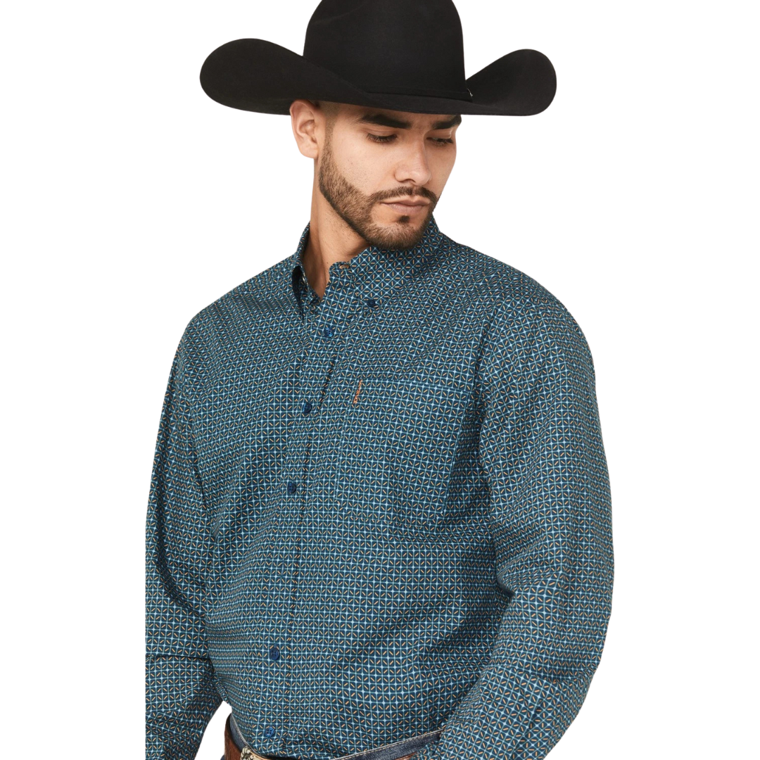 Cinch Men's Print Western Blue Shirt