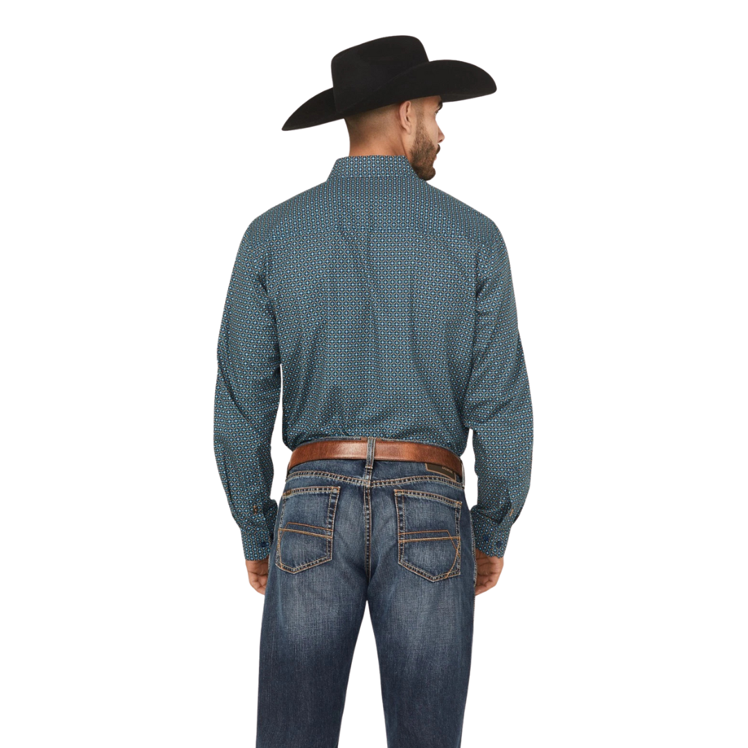 Cinch Men's Print Western Blue Shirt