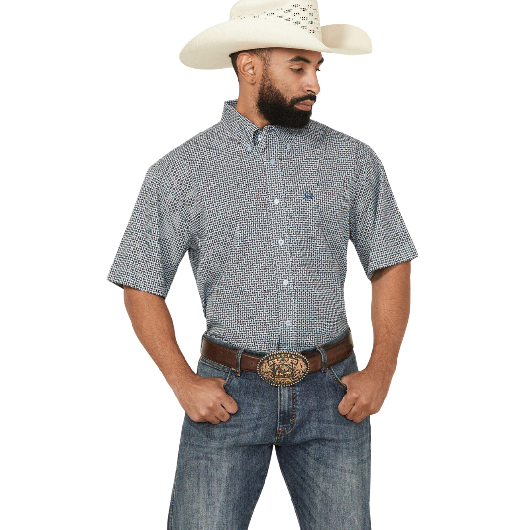 Cinch Men's Geo Print Western Light Blue Shirt