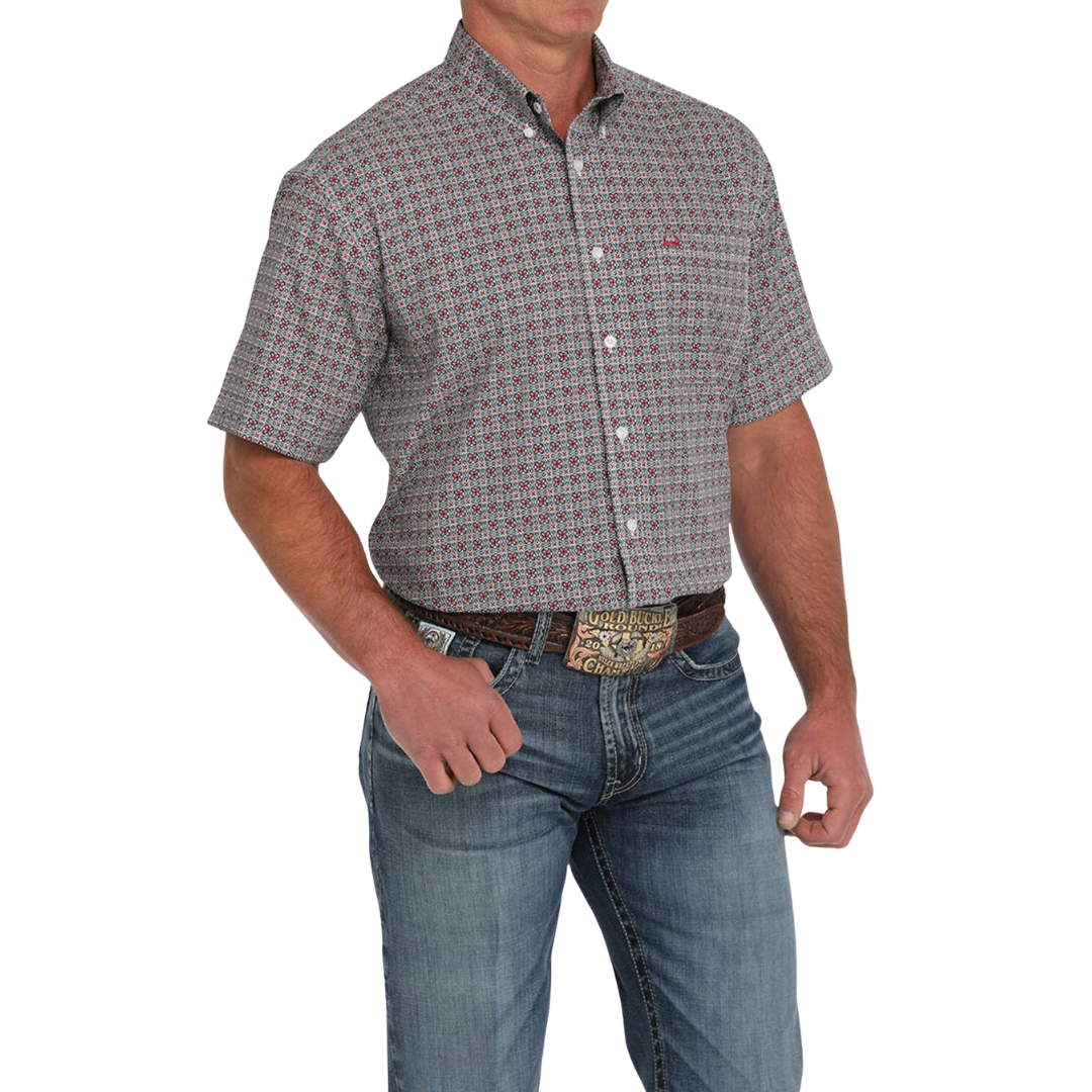 Cinch Men's Arena Flex Print Dark Pink Shirt