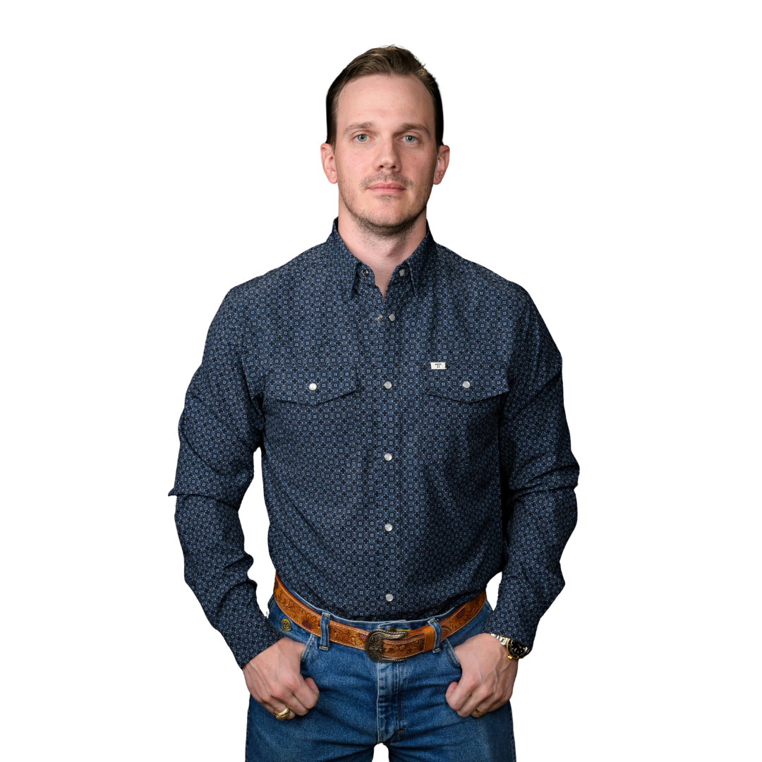 Ferrell Men's Long Sleeve Snap Black Shirt