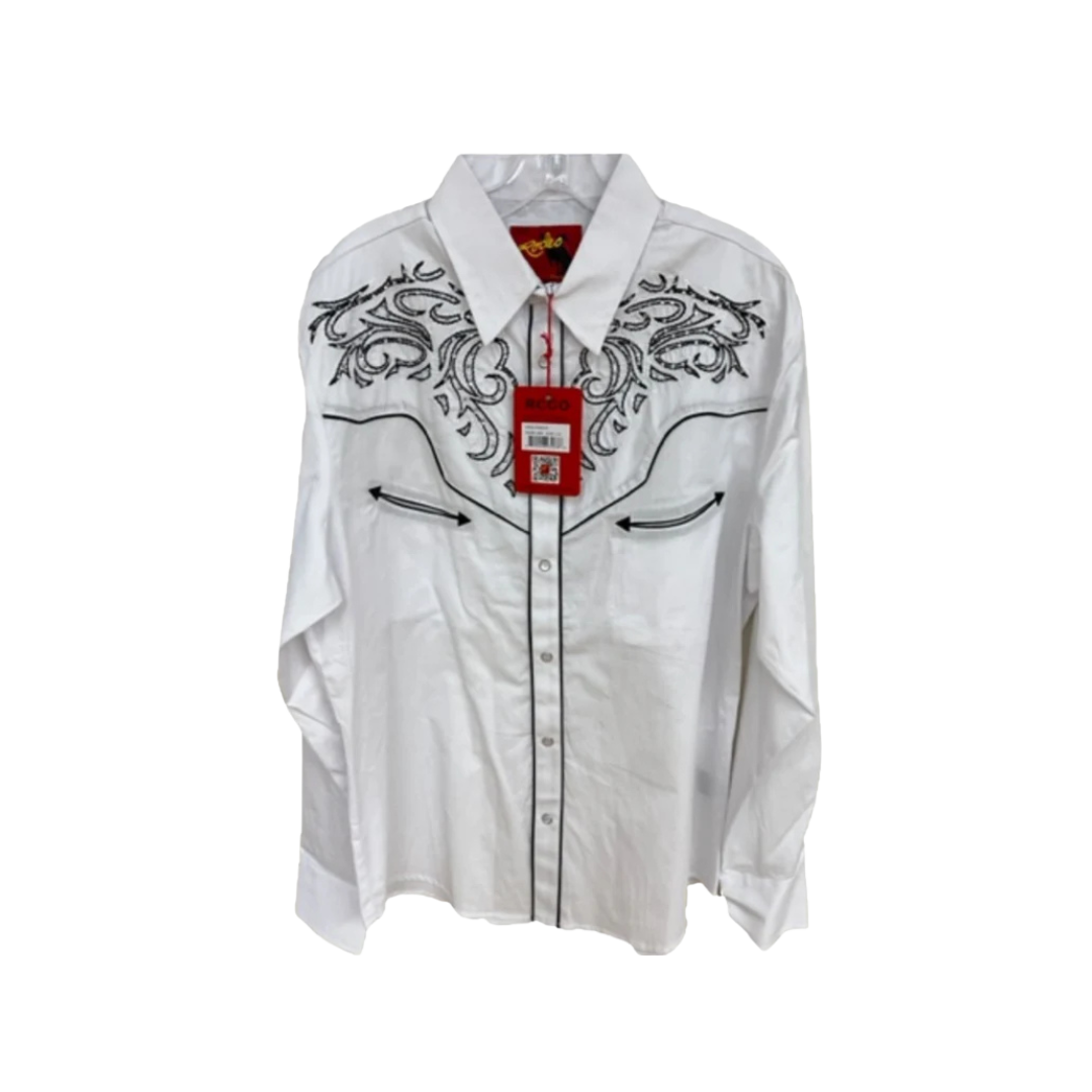 Avalon Men's Embroidered Snap White Shirt