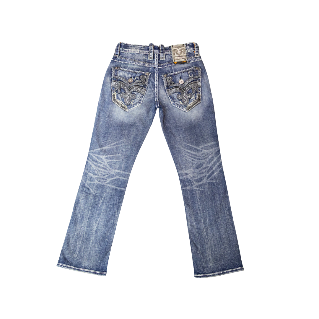 Rock Revival Men's Rory Bootcut Demin Blue Jeans