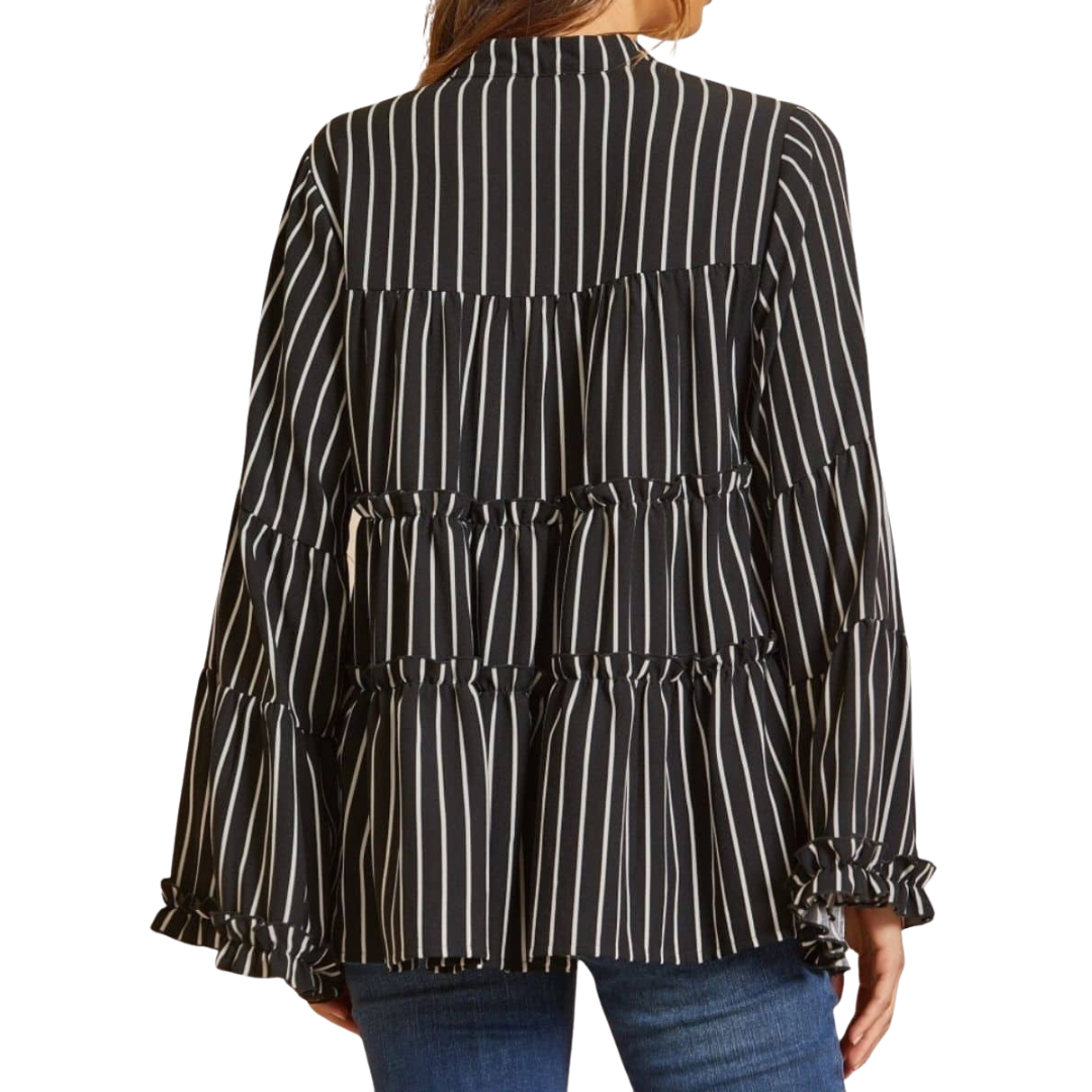 Andree Women's Tiered Black Blouse