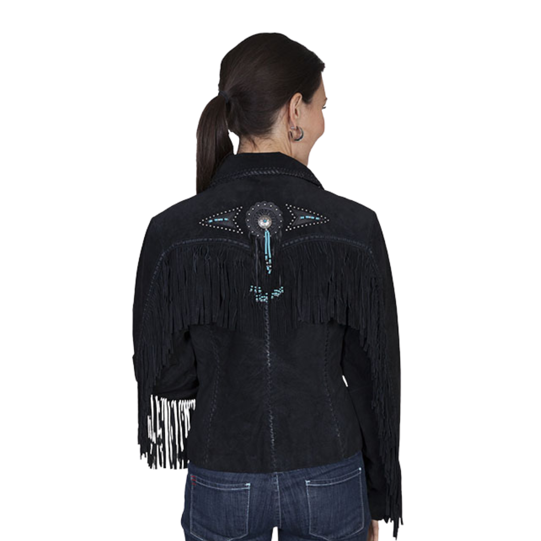 Scully Leathers Women's Fringe Beaded Black Jacket