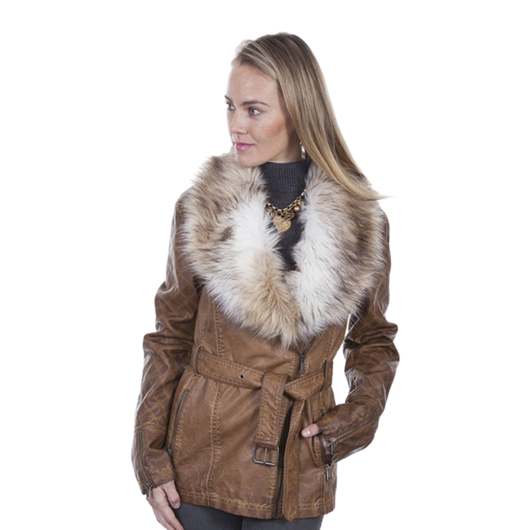 Scully Leathers Women's Faux Trim Brown Jacket