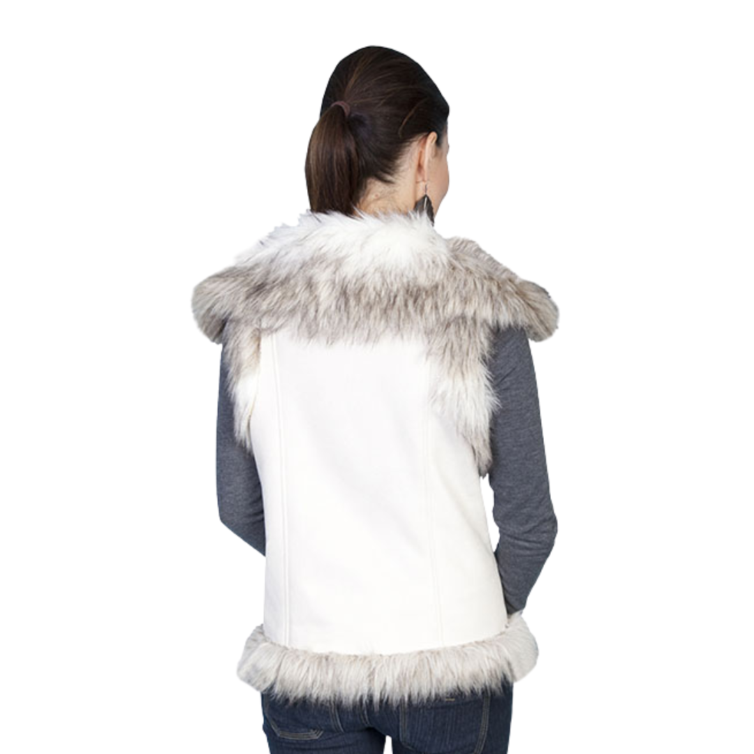 Scully Leathers Women's Fashionable Faux Fur White Vest