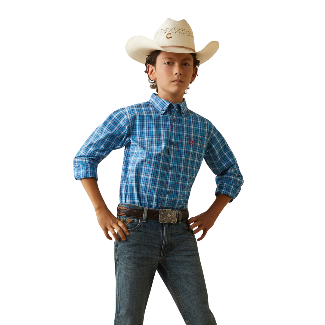 Ariat Youth Boy's Pro Series Leyton Button Blue Shirt