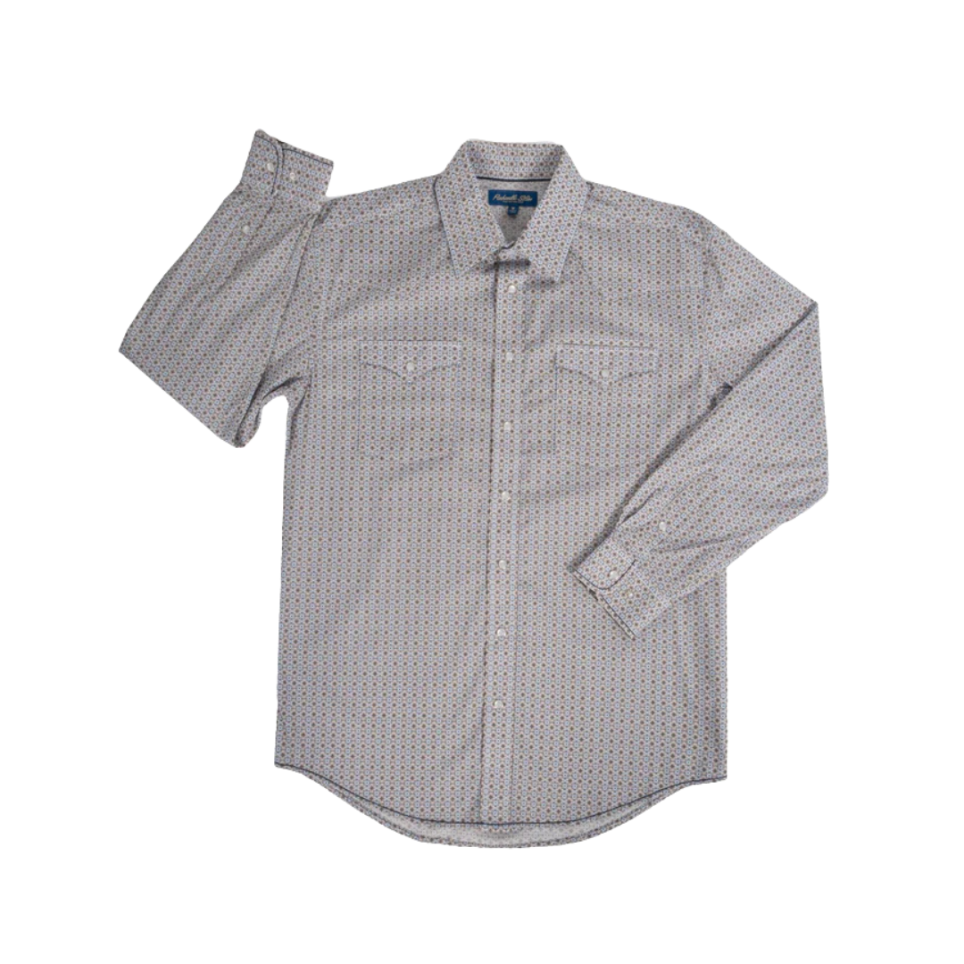 Panhandle Slim Men's Geo Print Pearl Snap Khaki Shirt