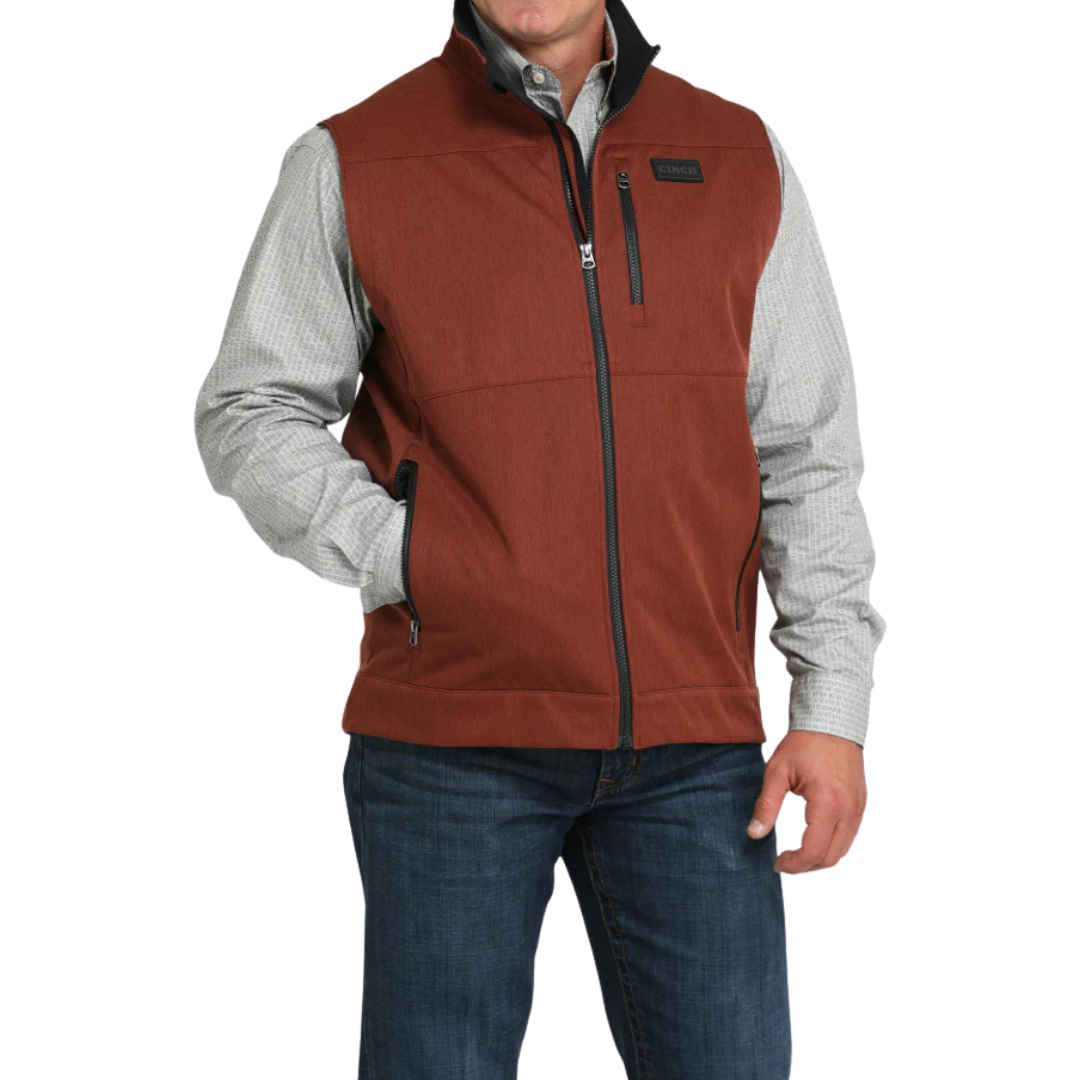 Cinch Men's Bonded Zip Up Red Vest