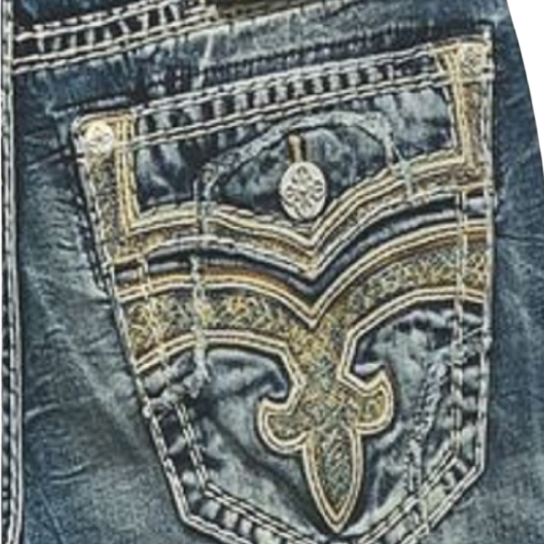 Rock Revival Men's Justice B205 Boot Cut Blue Jeans