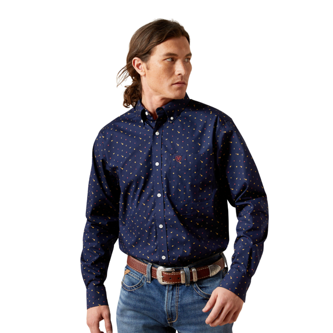 Ariat Men's WF Beaux Fitted Navy Print Shirt