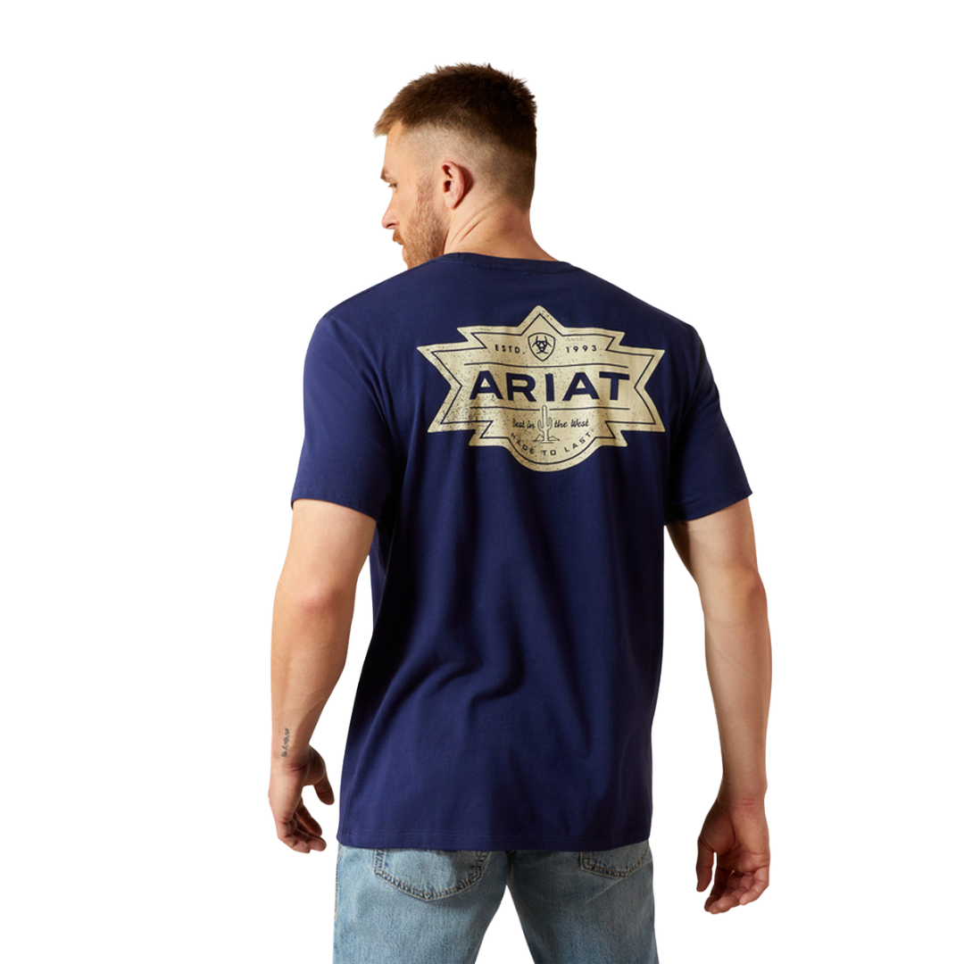 Ariat Men's Mesa Motif Lockup Blue Tee Shirt