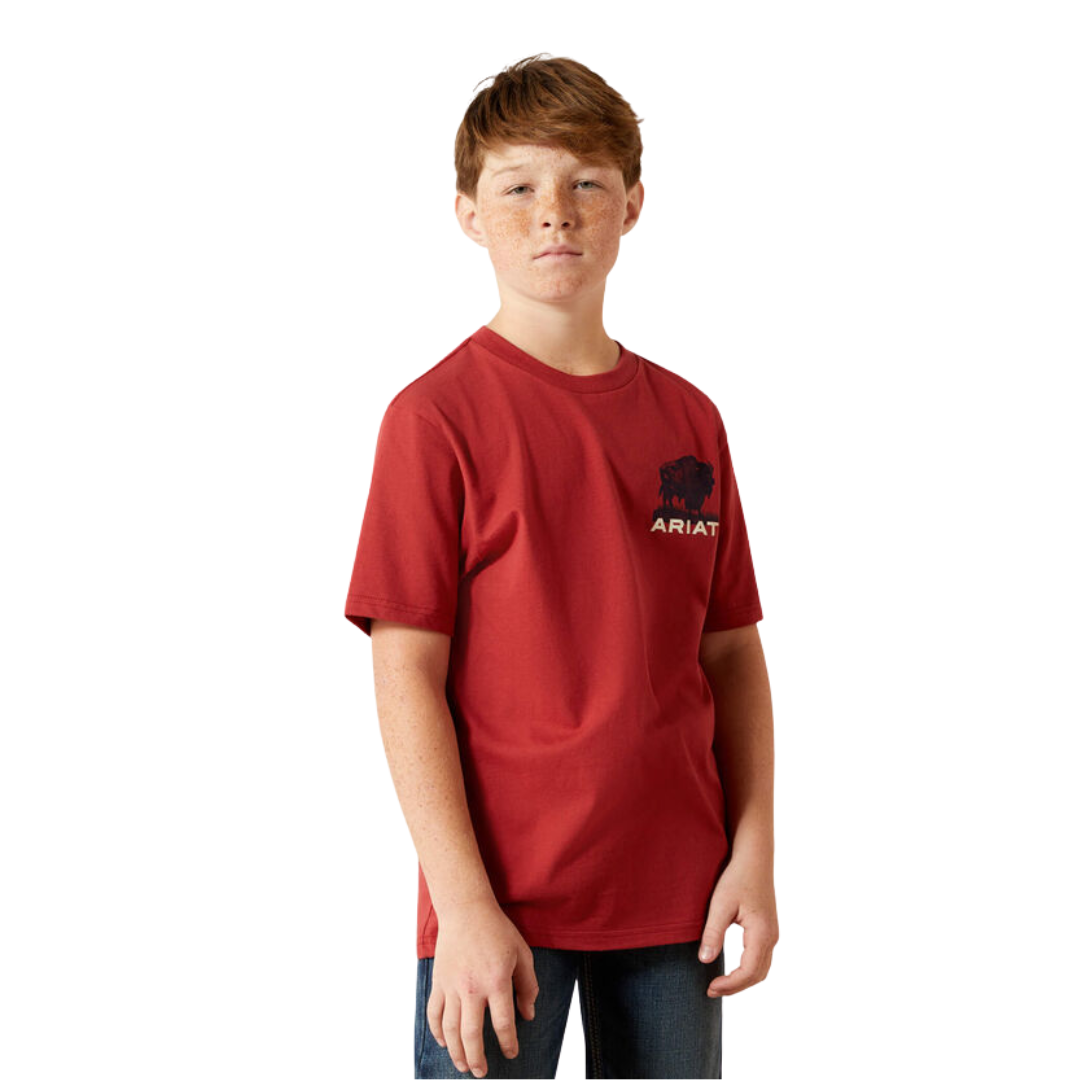 Ariat Youth Boy's Buffalo Flag Red Tee Shirt