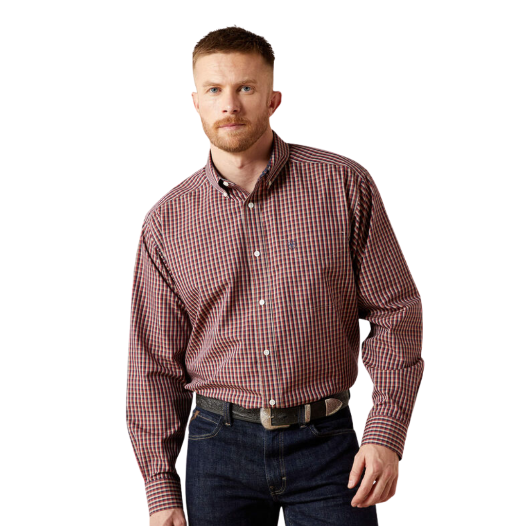 Ariat Men's Wrinkle Free Benson Classic Fit Red Shirt