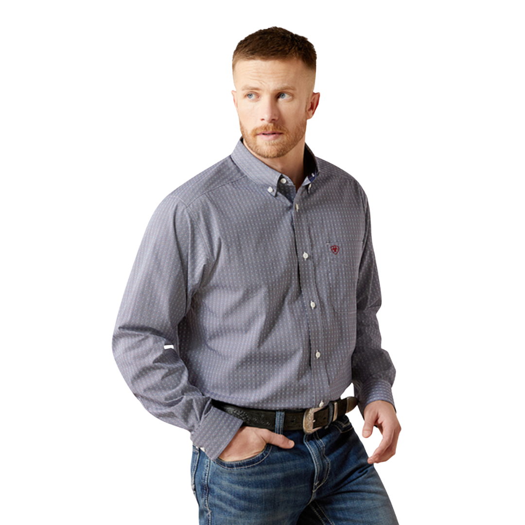 Ariat Men's Wrinkle Free Bowen Print Navy Shirt